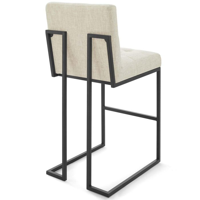 Privy Black Stainless Steel Upholstered Fabric Bar Stool