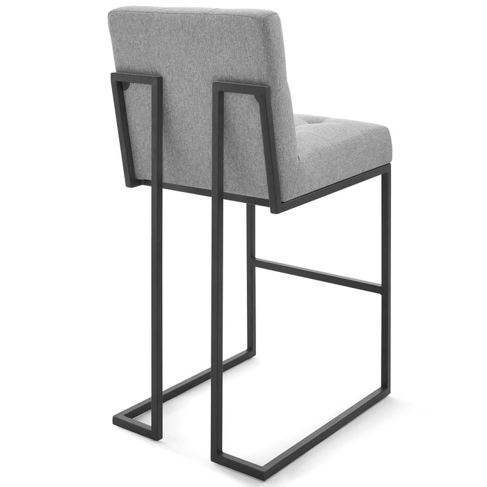 Privy Black Stainless Steel Upholstered Fabric Bar Stool