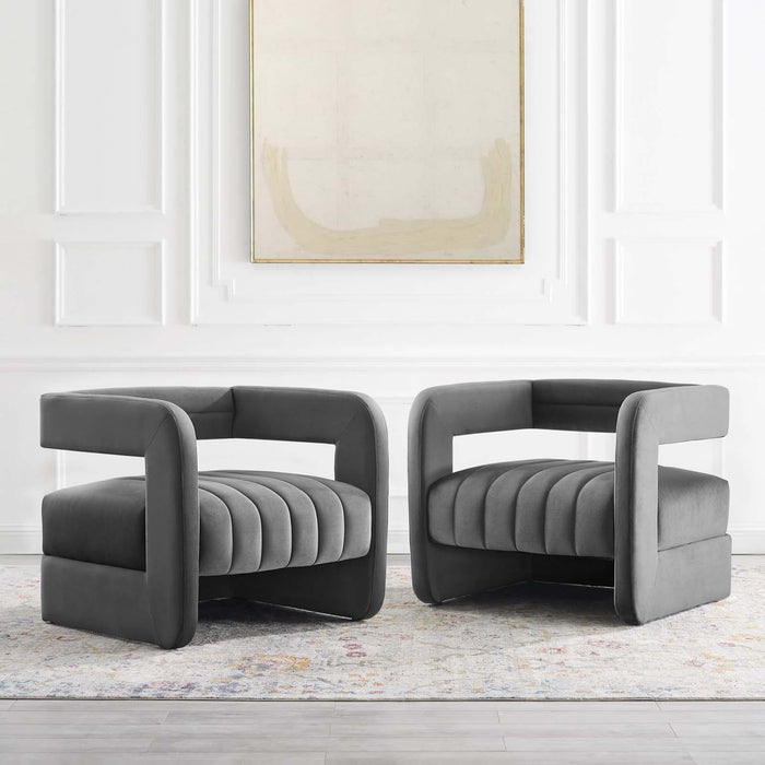 Range Tufted Performance Velvet Accent Armchair Set of 2