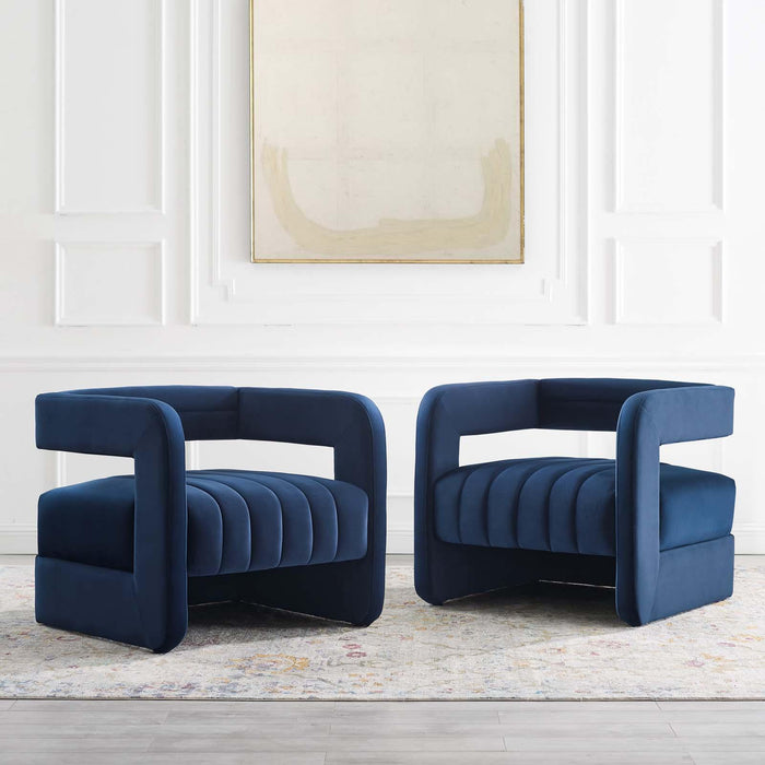 Range Tufted Performance Velvet Accent Armchair Set of 2