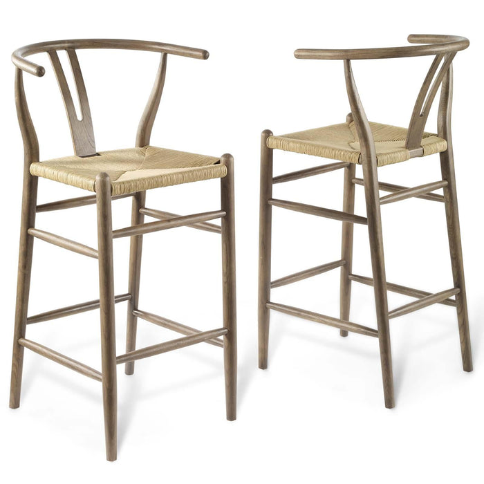 Amish Wood Bar Stool Set of 2 image