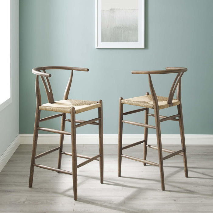 Amish Wood Bar Stool Set of 2