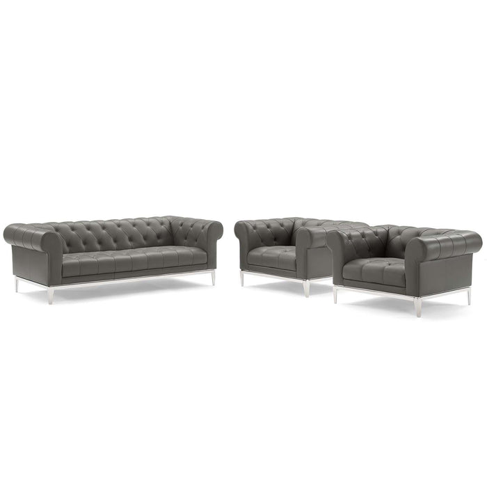 Idyll Tufted Upholstered Leather 3 Piece Set image