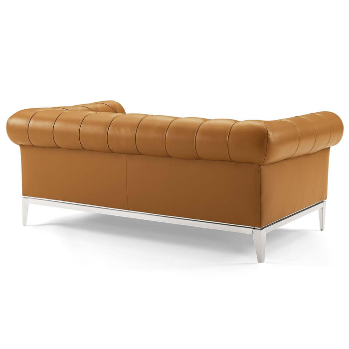 Idyll Tufted Upholstered Leather Loveseat and Armchair