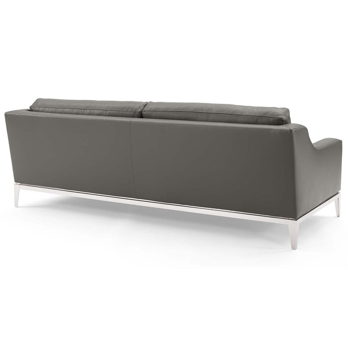 Harness 83.5" Stainless Steel Base Leather Sofa