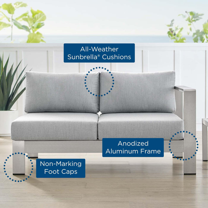 Shore Sunbrella� Fabric Aluminum Outdoor Patio Right-Arm Loveseat