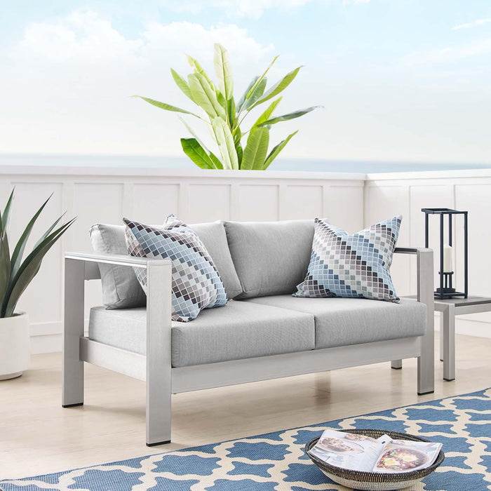 Shore Sunbrella� Fabric Aluminum Outdoor Patio Loveseat