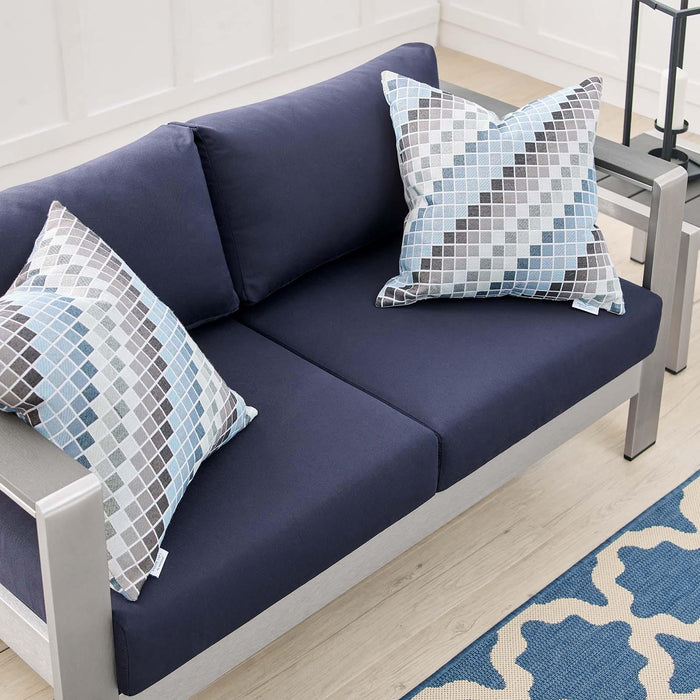 Shore Sunbrella� Fabric Aluminum Outdoor Patio Loveseat