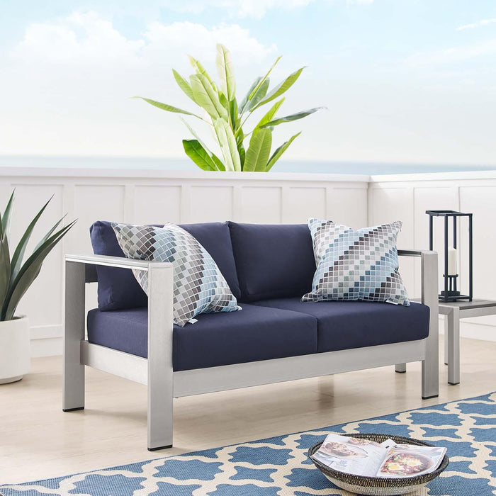 Shore Sunbrella� Fabric Aluminum Outdoor Patio Loveseat