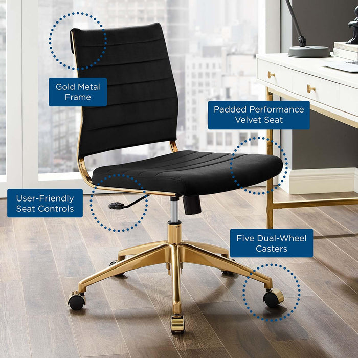 Jive Armless Mid Back Performance Velvet Office Chair