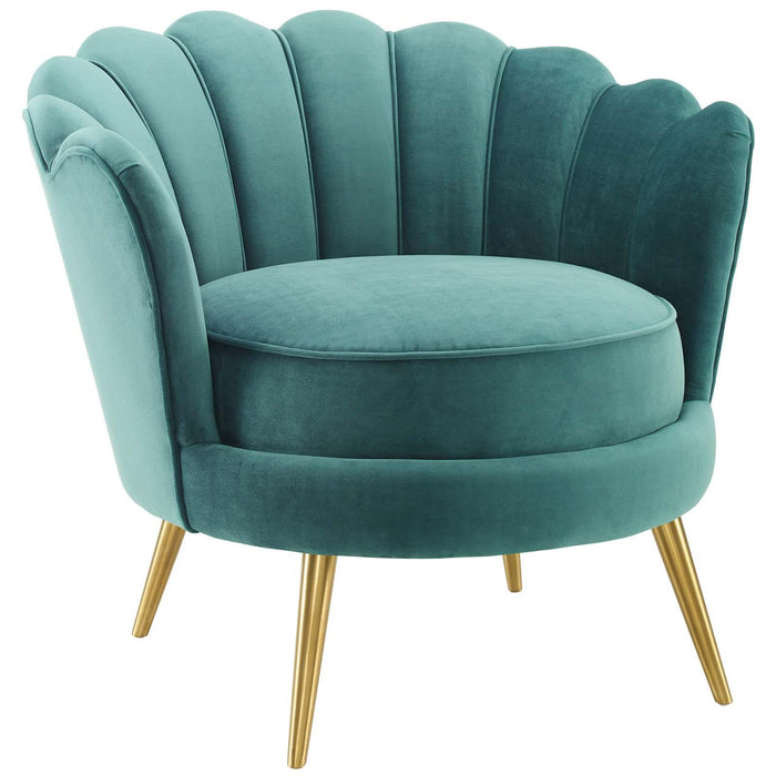 Admire Scalloped Edge Performance Velvet Accent Armchair