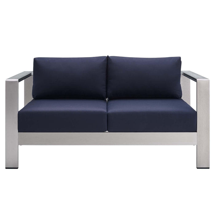 Shore Sunbrella� Fabric Aluminum Outdoor Patio Loveseat