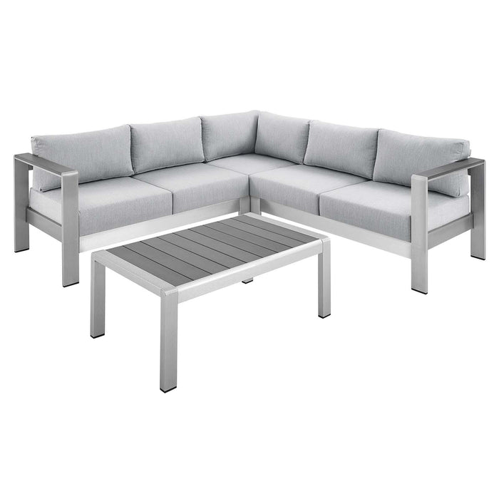 Shore Sunbrella� Fabric Outdoor Patio Aluminum 4 Piece Sectional Sofa Set image