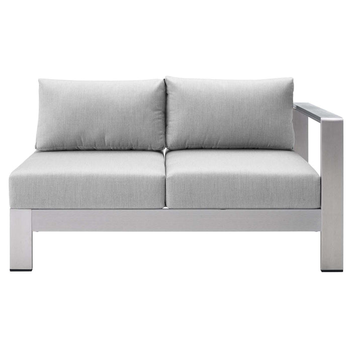 Shore Sunbrella� Fabric Aluminum Outdoor Patio Right-Arm Loveseat