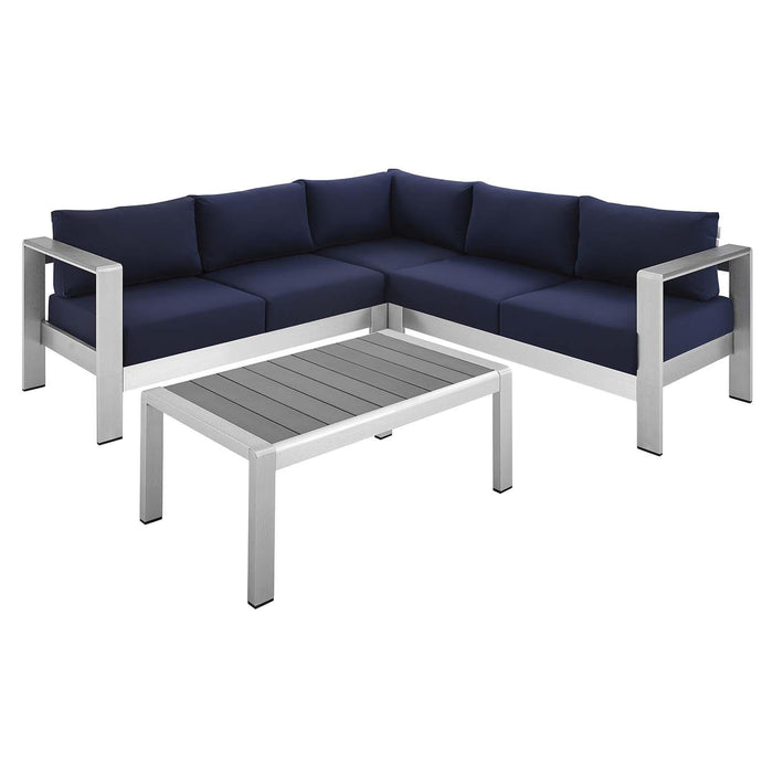 Shore Sunbrella� Fabric Outdoor Patio Aluminum 4 Piece Sectional Sofa Set