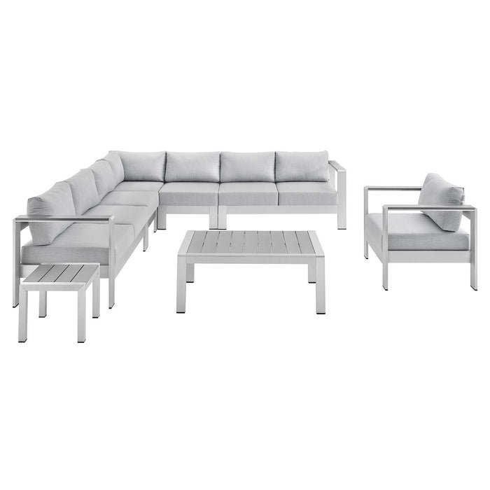 Shore Sunbrella� Fabric Outdoor Patio Aluminum 8 Piece Sectional Sofa Set image