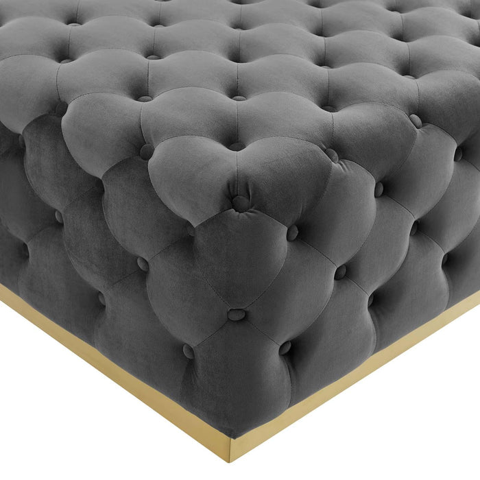 Ensconce Tufted Performance Velvet Square Ottoman