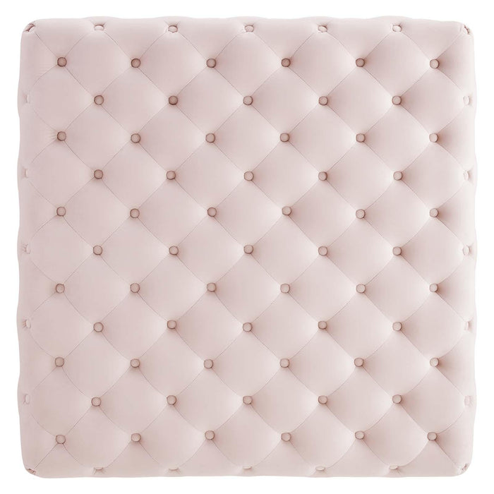 Ensconce Tufted Performance Velvet Square Ottoman