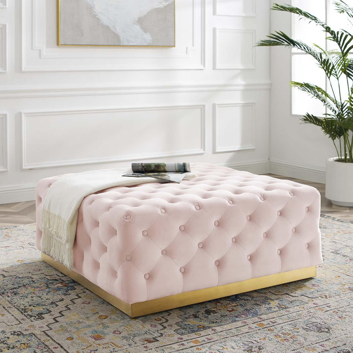 Ensconce Tufted Performance Velvet Square Ottoman