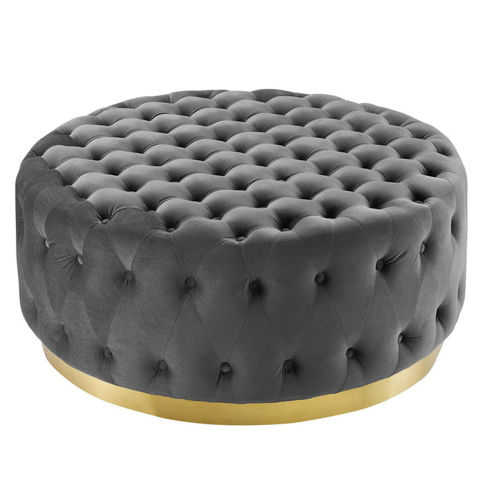 Ensconce Tufted Performance Velvet Round Ottoman image