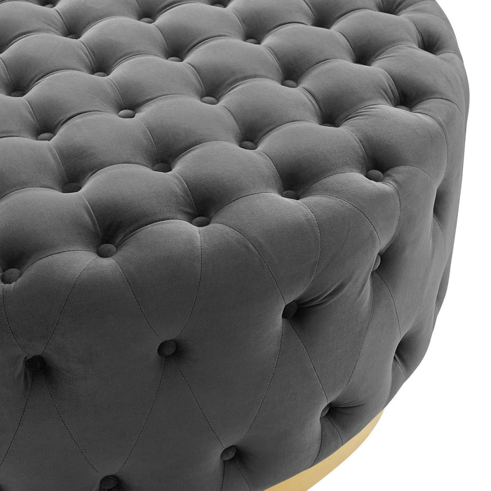 Ensconce Tufted Performance Velvet Round Ottoman