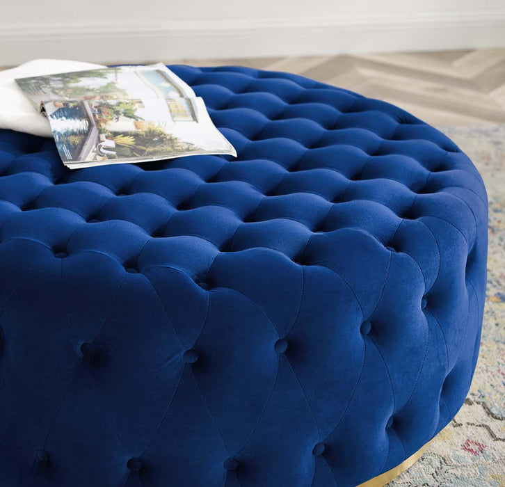 Ensconce Tufted Performance Velvet Round Ottoman