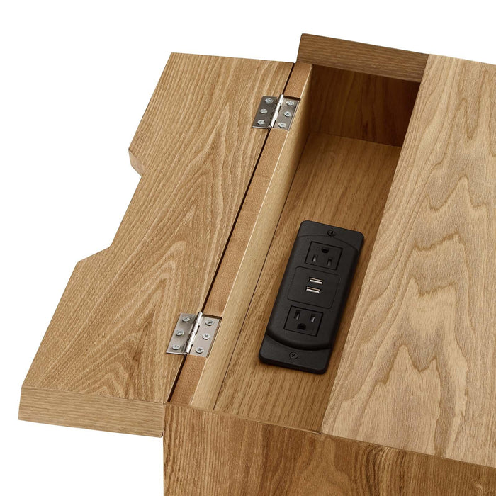 Ember Wood Nightstand With USB Ports