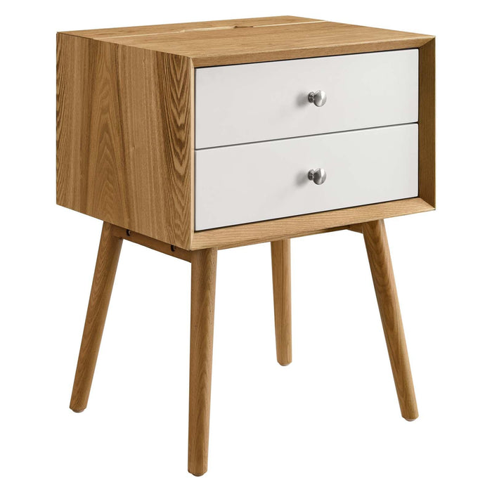 Ember Wood Nightstand With USB Ports