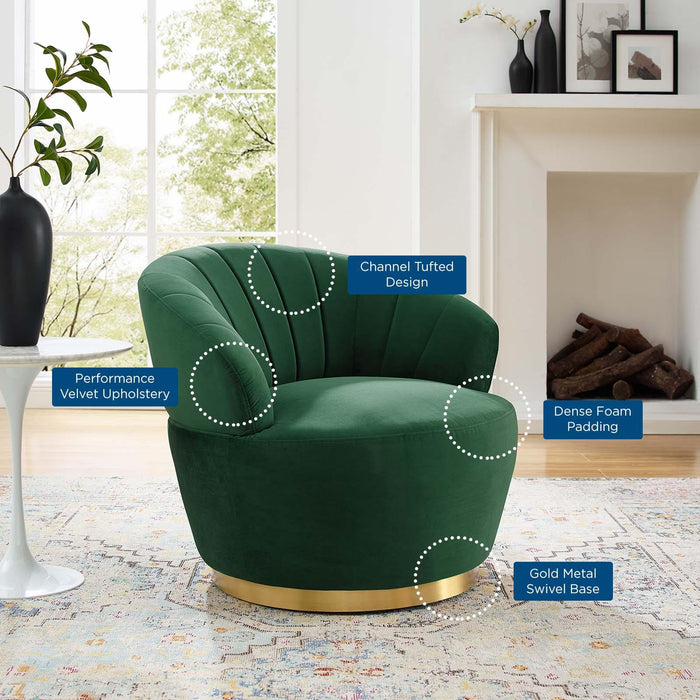 Billow Tufted Performance Velvet Swivel Chair