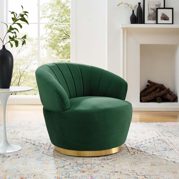 Billow Tufted Performance Velvet Swivel Chair