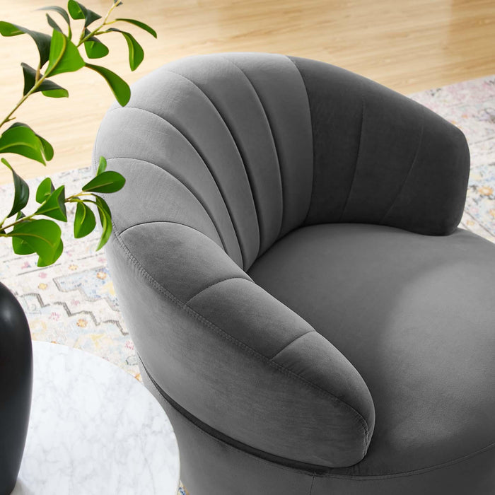 Billow Tufted Performance Velvet Swivel Chair