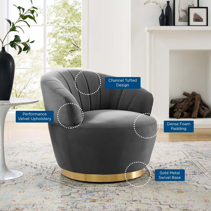 Billow Tufted Performance Velvet Swivel Chair