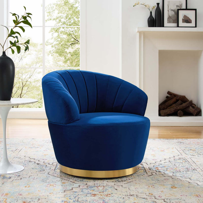 Billow Tufted Performance Velvet Swivel Chair