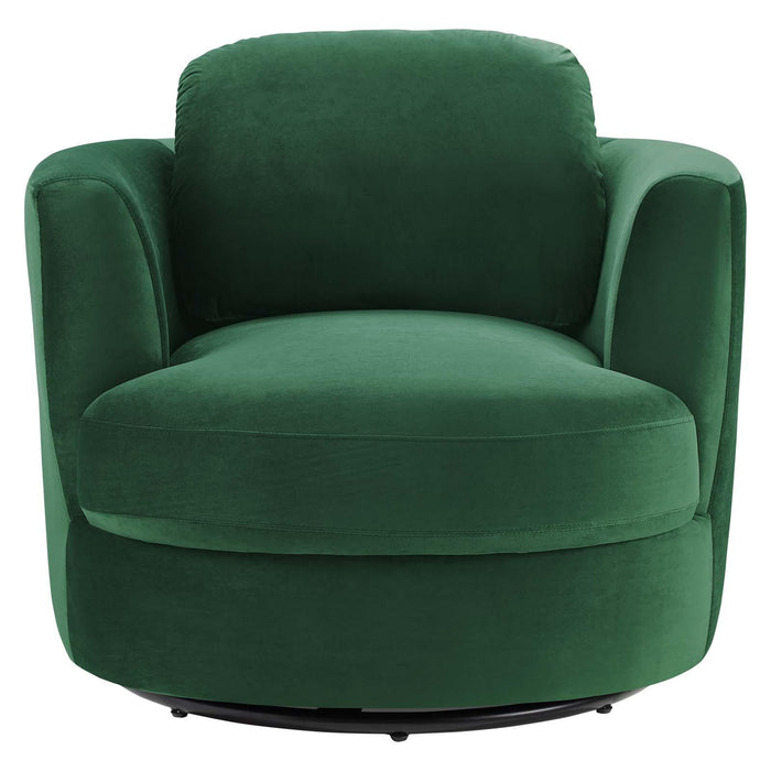 Pirouette Performance Velvet Swivel Armchair