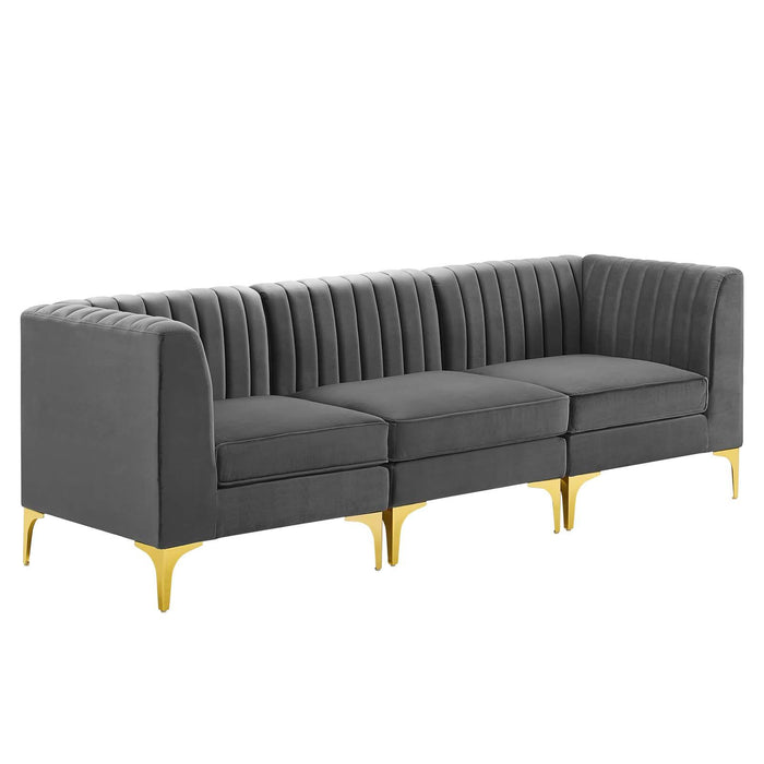 Triumph Channel Tufted Performance Velvet 3-Seater Sofa image