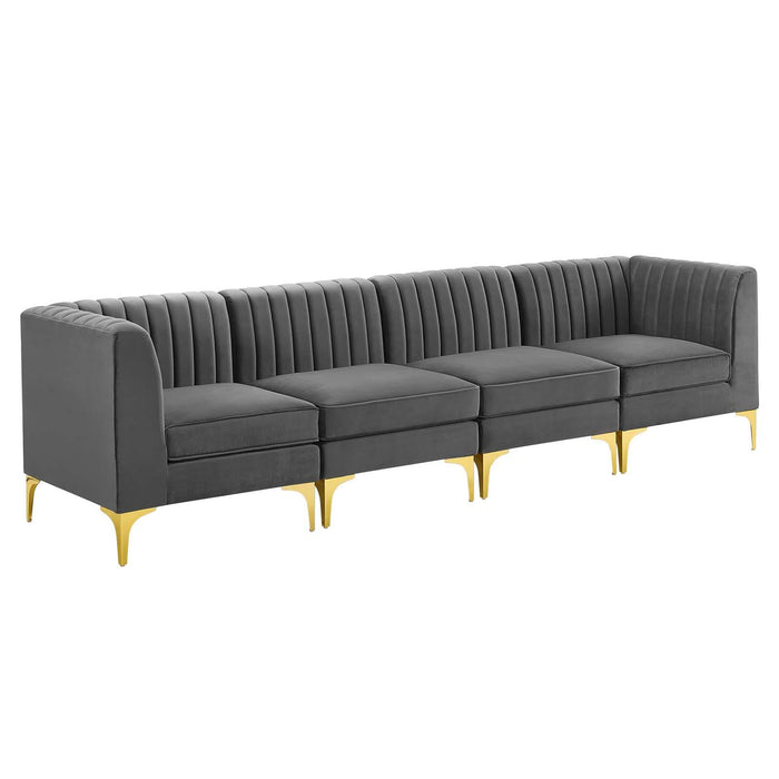 Triumph Channel Tufted Performance Velvet 4-Seater Sofa image