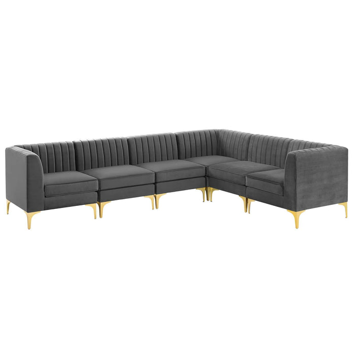 Triumph Channel Tufted Performance Velvet 6-Piece Sectional Sofa image