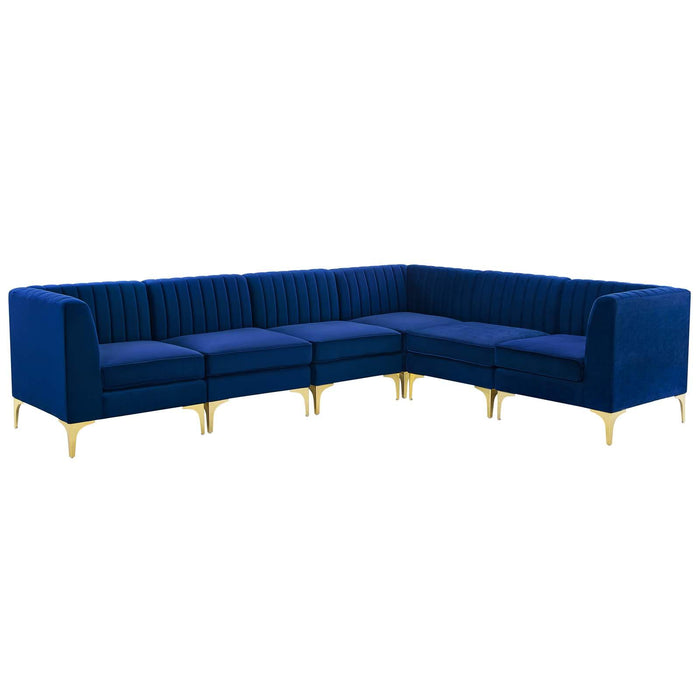 Triumph Channel Tufted Performance Velvet 6-Piece Sectional Sofa