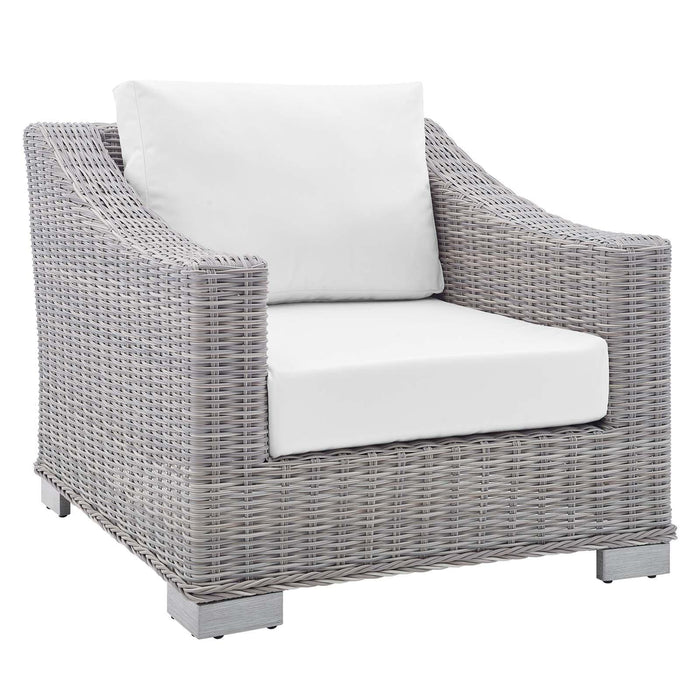 Conway Sunbrella� Outdoor Patio Wicker Rattan 2-Piece Armchair and Ottoman Set