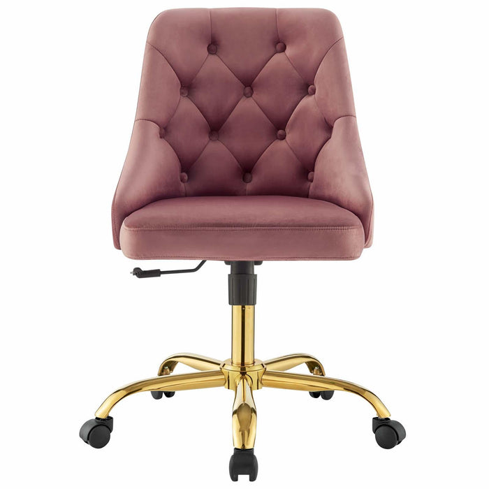 Distinct Tufted Swivel Performance Velvet Office Chair