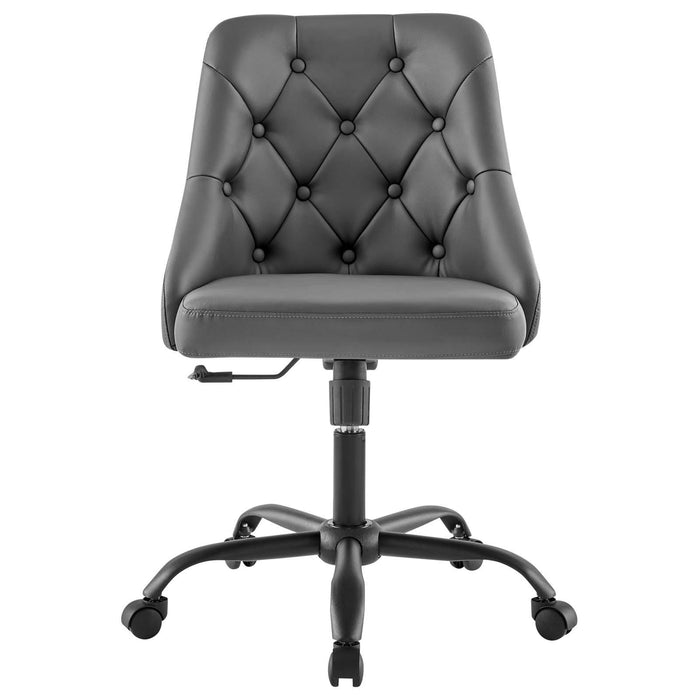 Distinct Tufted Swivel Vegan Leather Office Chair