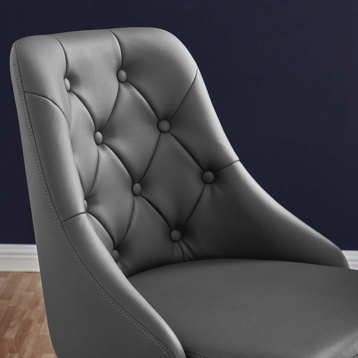 Distinct Tufted Swivel Vegan Leather Office Chair