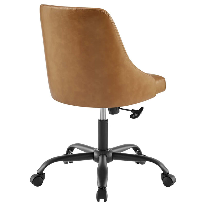 Distinct Tufted Swivel Vegan Leather Office Chair