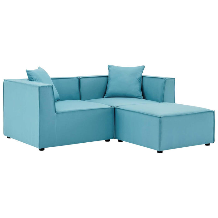 Saybrook Outdoor Patio Upholstered Loveseat and Ottoman Set