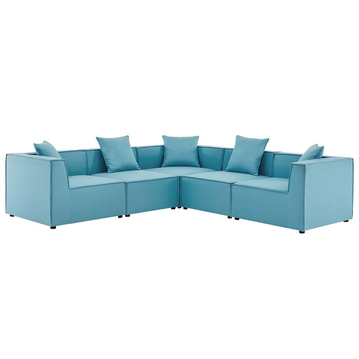 Saybrook Outdoor Patio Upholstered 5-Piece Sectional Sofa