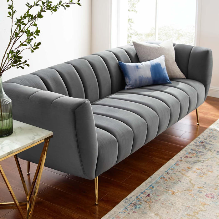 Favour Channel Tufted Performance Velvet Sofa