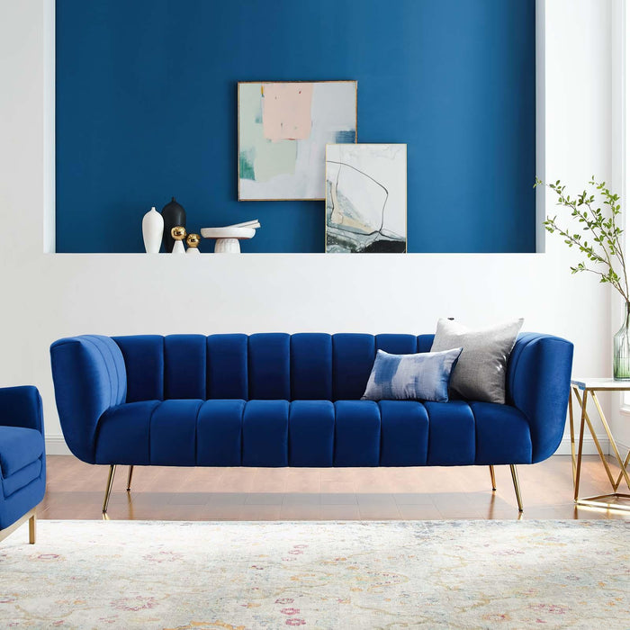 Favour Channel Tufted Performance Velvet Sofa