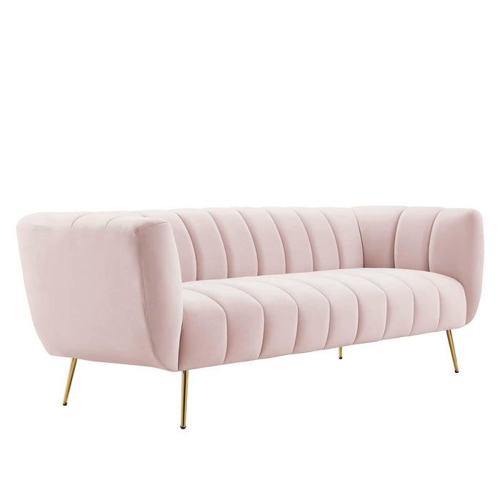 Favour Channel Tufted Performance Velvet Sofa