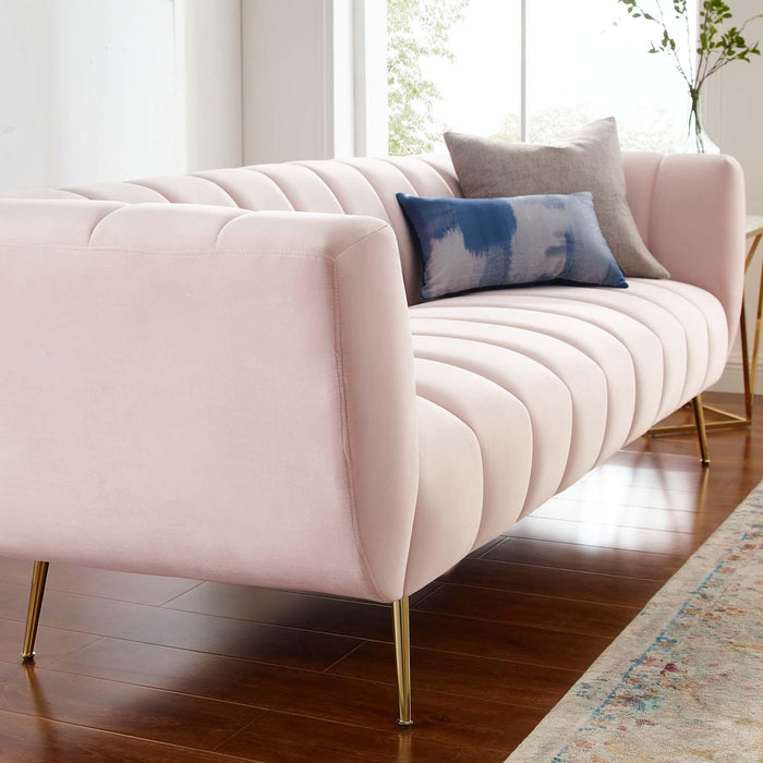 Favour Channel Tufted Performance Velvet Sofa