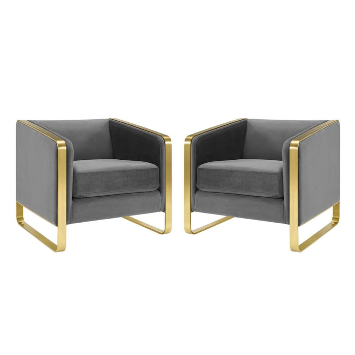 Visualize Armchair Performance Velvet Set of 2